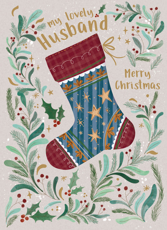 Christmas Card (Single) -  Husband - Stocking