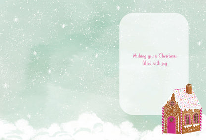 Christmas Card (Single) -  Great Granddaughter - Gingerbread House