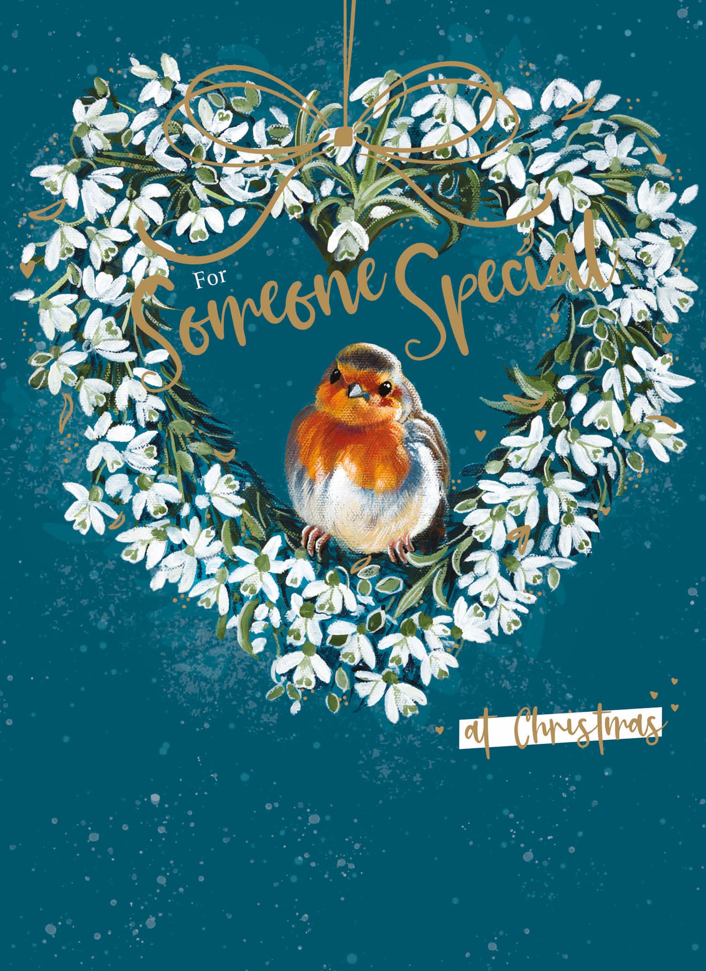 Christmas Card (Single) -  Someone Special - Robin Heart Wreath