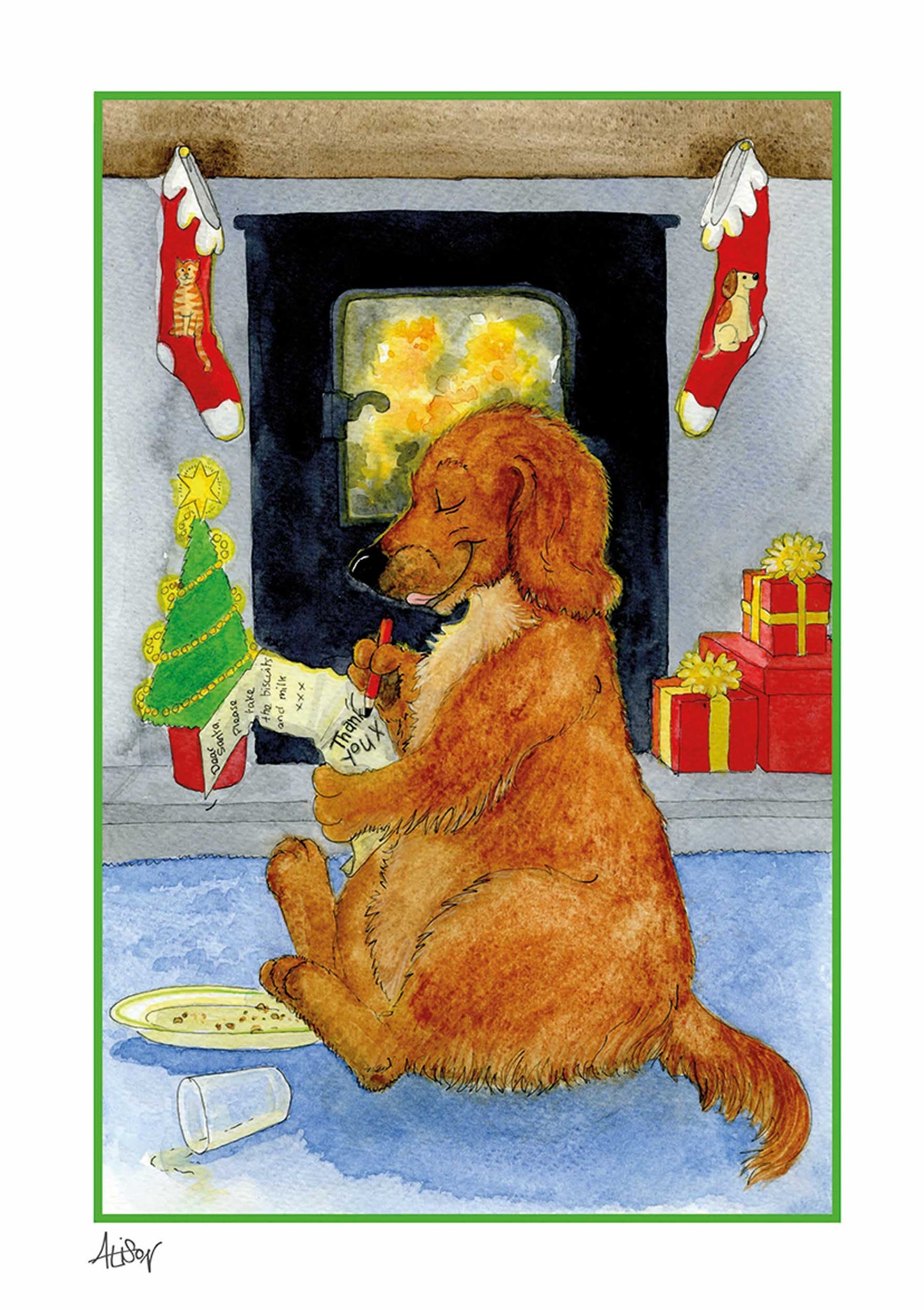 Alison's Animals Christmas Card - Thank You