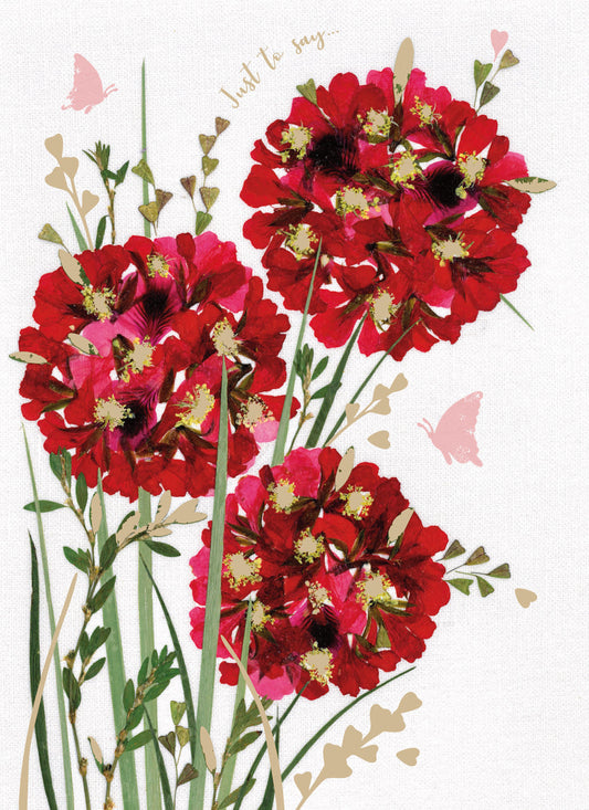 Flower Press Card - Geranium (Red)