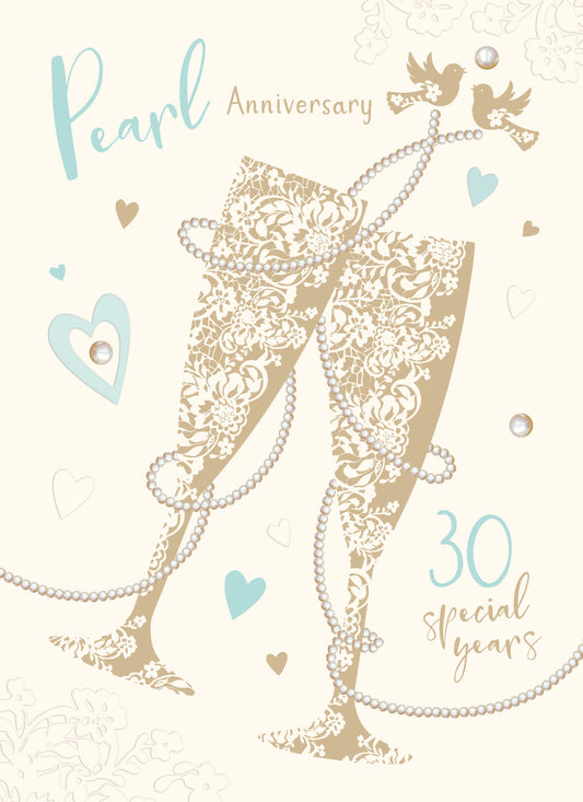 Anniversary Card - 30 Pearl Glasses
