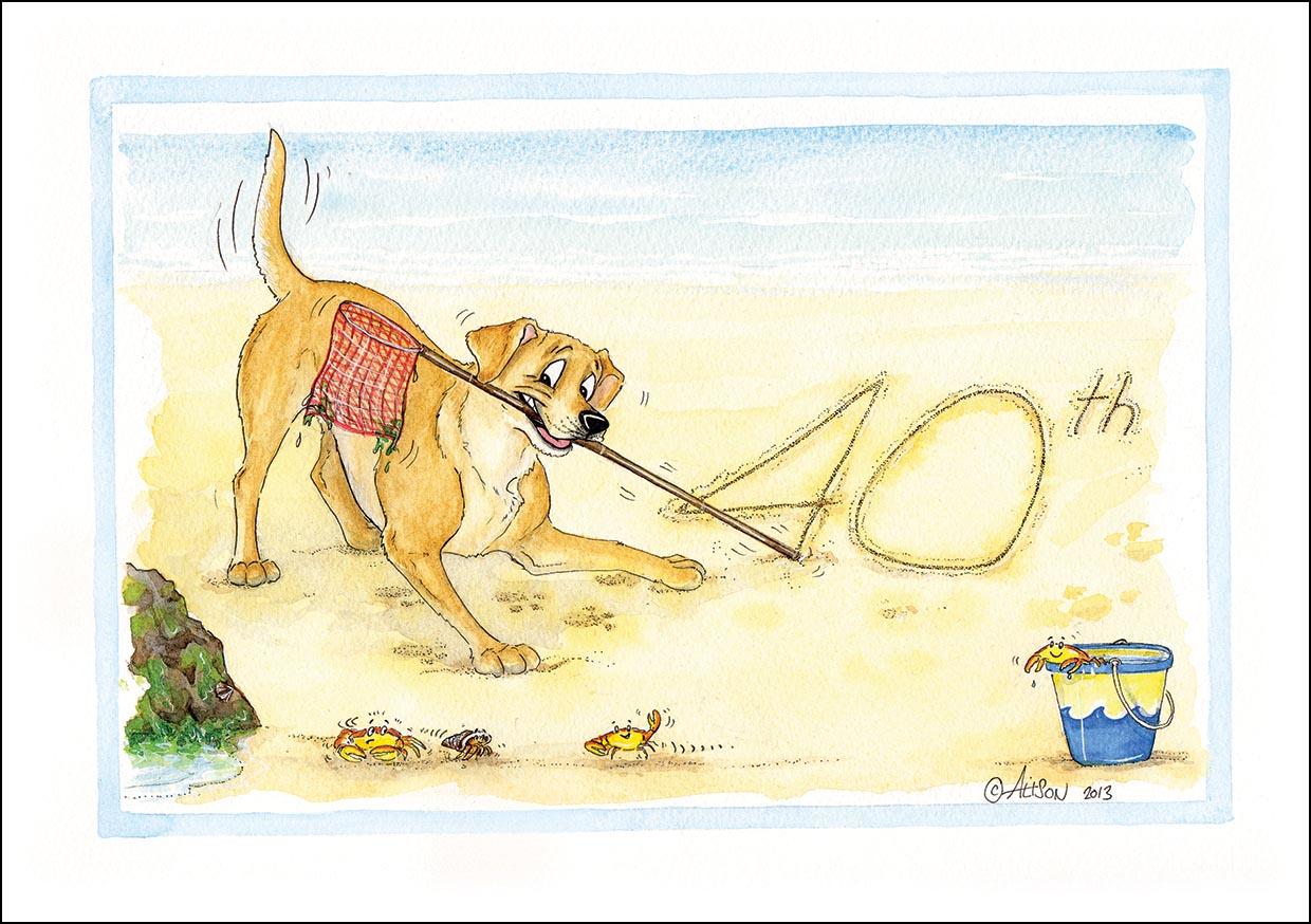 Alison's Animals Card - Happy 40th (Splimple - 150x210mm)