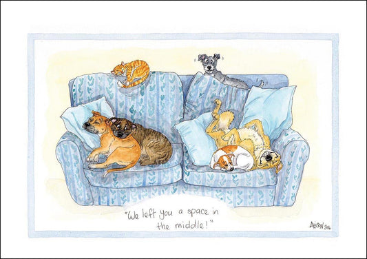 Alison's Animals Card - We left you a space in the middle (Splimple - 150x210mm)
