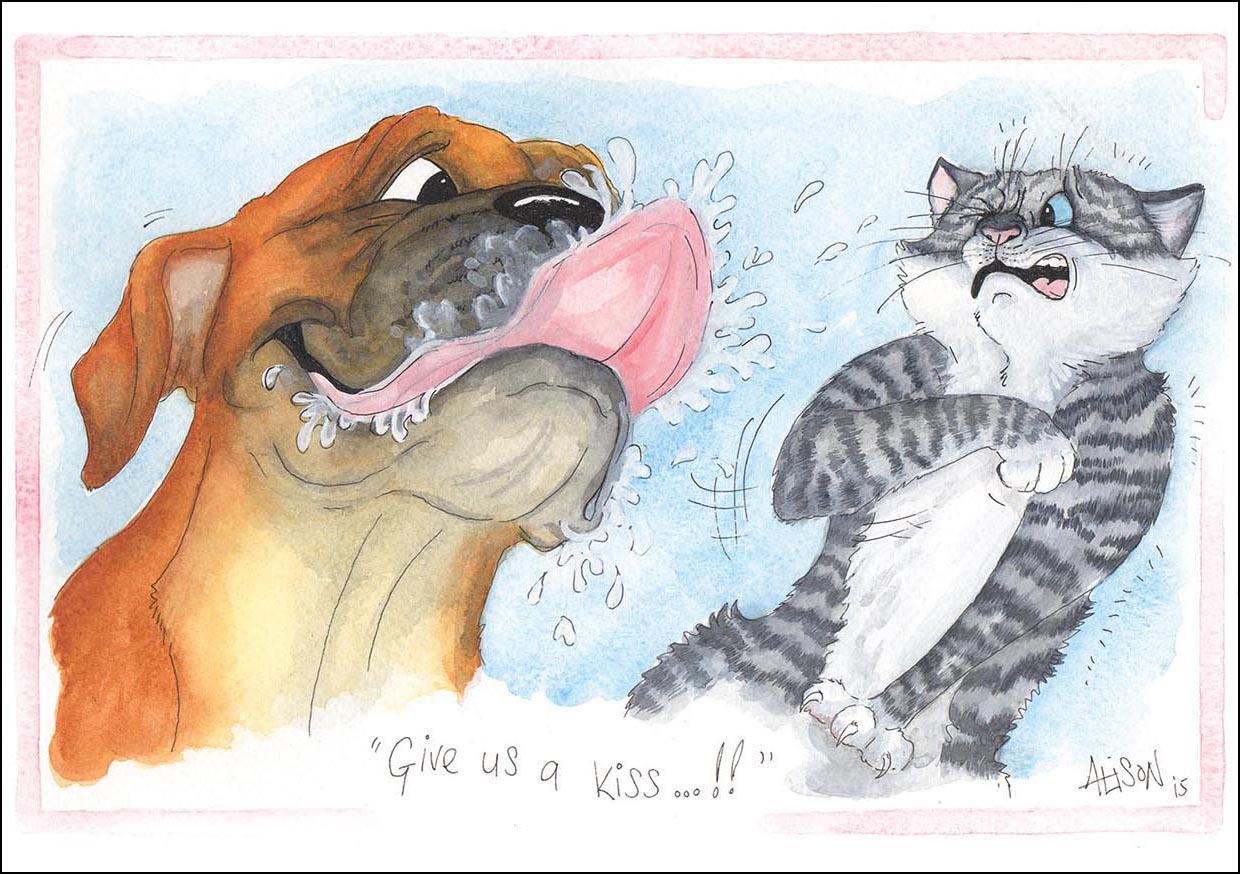 Alison's Animals Card - Give us a kiss (Splimple - 150x210mm)
