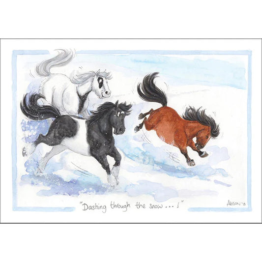 XMAS CARD - Alison's Animals - Dashing through the snow (Splimple)