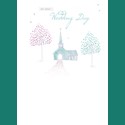 Wedding Card - Church & Blossom Trees