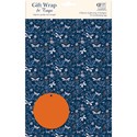 Gift Wrap & Tags - Oriental Blue (2 Sheets & 2 Tags)