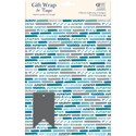 Gift Wrap & Tags - Grey & Blue Stripes (2 Sheets & 2 Tags)