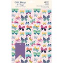 Gift Wrap & Tags - Butterfly & Pattern (2 Sheets & 2 Tags)