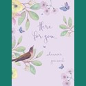 Thinking Of You Card - Lilac Bird Floral