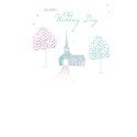 Wedding Card - Church & Blossom Trees