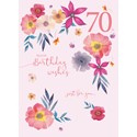 Age To Celebrate Card - 70 - Pink Orange Floral