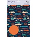 Gift Wrap & Tags - Classic Cars (2 Sheets & 2 Tags)
