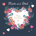Anniversary Card - Floral Heart (Mum & Dad)