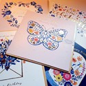 Blue Willow Card Collection - Floral Butterfly