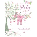 New Baby Card - Tree & Washing Line (Baby Girl)