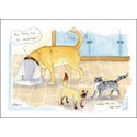 Alisons Animals Card - Where are our food bowls? (Splimple - 150x210mm)