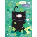 Good Luck Card - Lucky Black Cat In Clover