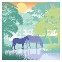 Pink Pig Card Collection - Dusk - Horses