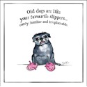 Red and Howling Card - Old dogs are like your favourite slippers (Splimple)