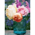 Beautiful Blanks Card - Roses In Blue Mason Jar