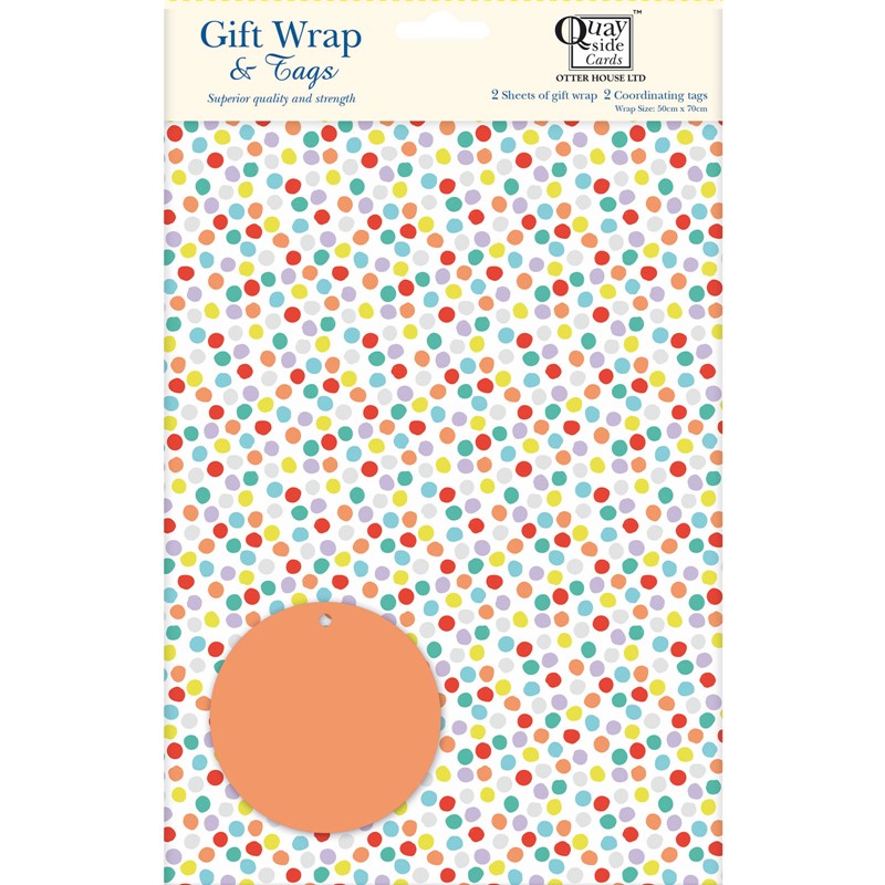 Gift Wrap & Tags - Multicoloured Spots