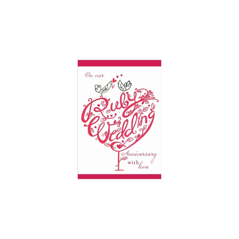 Anniversary Card - Ruby Wedding Tree (Our Ruby Anniversary)