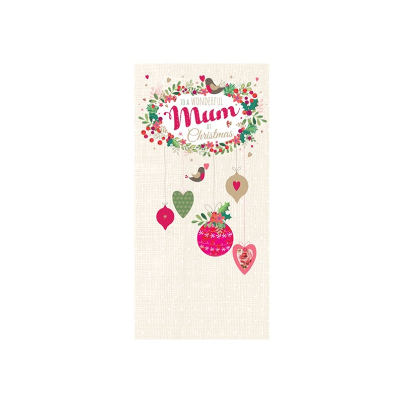Christmas Card (Single) - Mum 'Bauble Wreath'