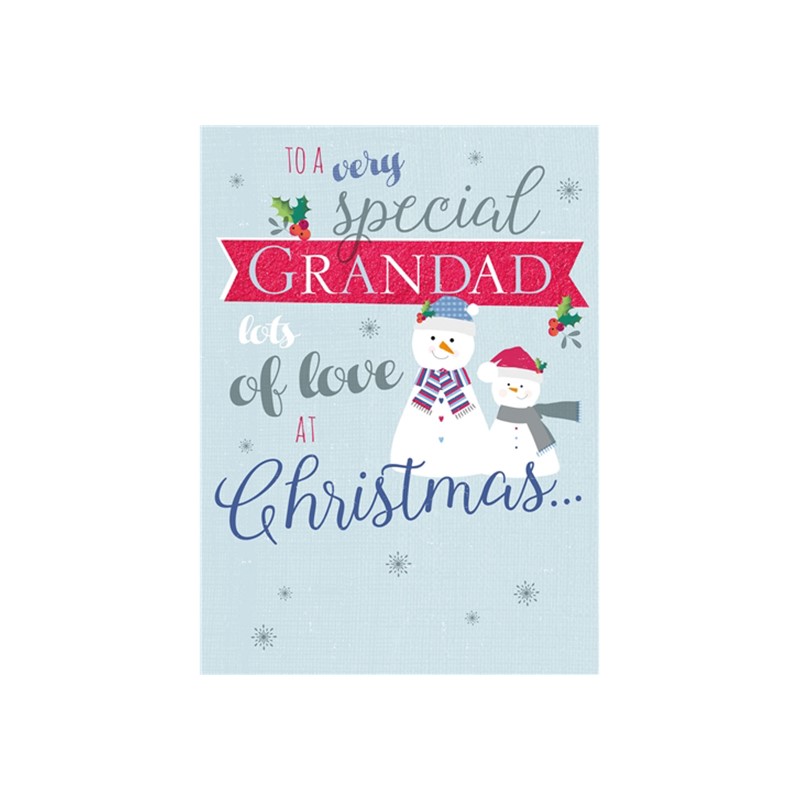 Christmas Card (Single) - Granddad 'Snowmen & Text'