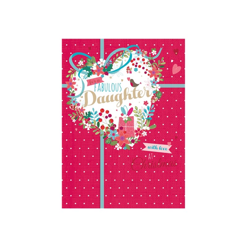 Christmas Card (Single) - Daughter 'Heart Shaped Floral'