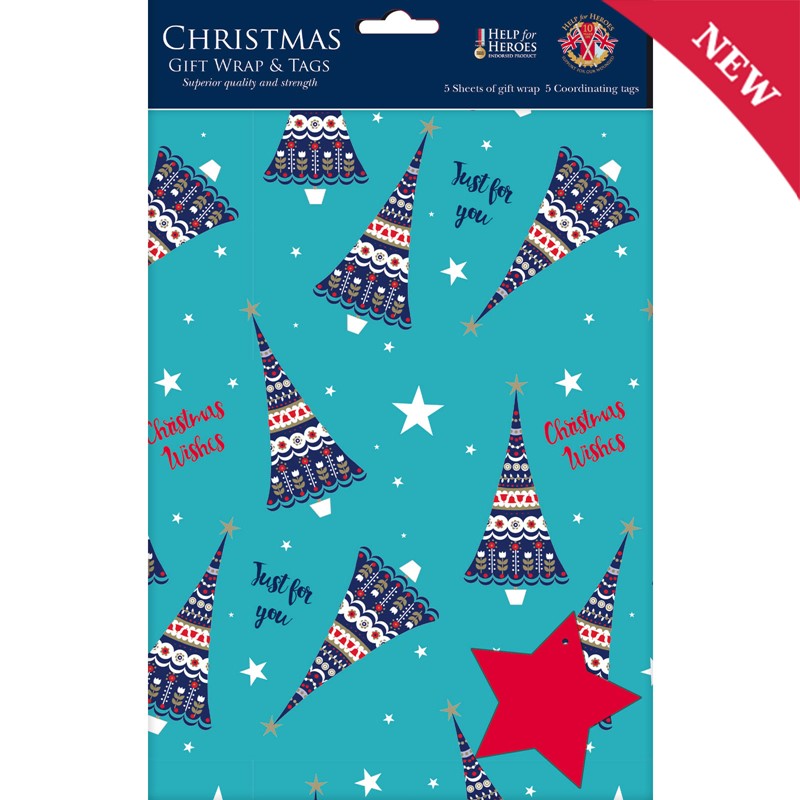 Help For Heroes Christmas Gift Wrap & Tags - Christmas Trees