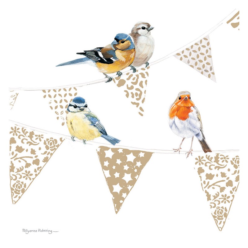 Pollyanna Pickering Countryside Collection Card - Birds On Bunting