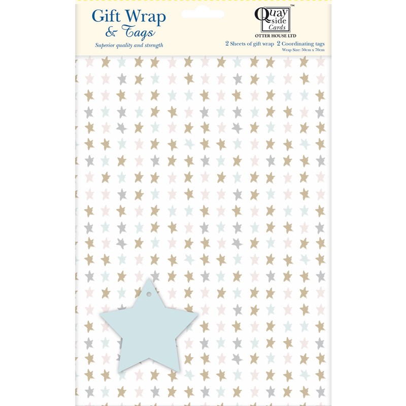 Gift Wrap & Tags - Gold Stars
