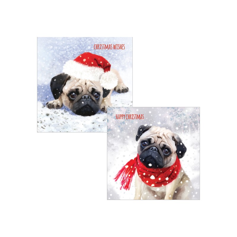 Luxury Christmas Card Pack - Cute Christmas Pug