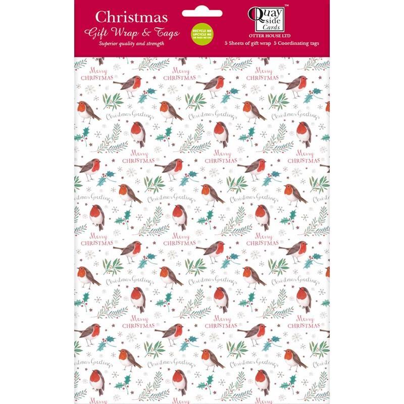 Christmas Wrap & Tags - Christmas Robins