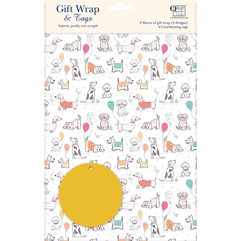 Gift Wrap & Tags - Dogs (2 Sheets & 2 Tags)