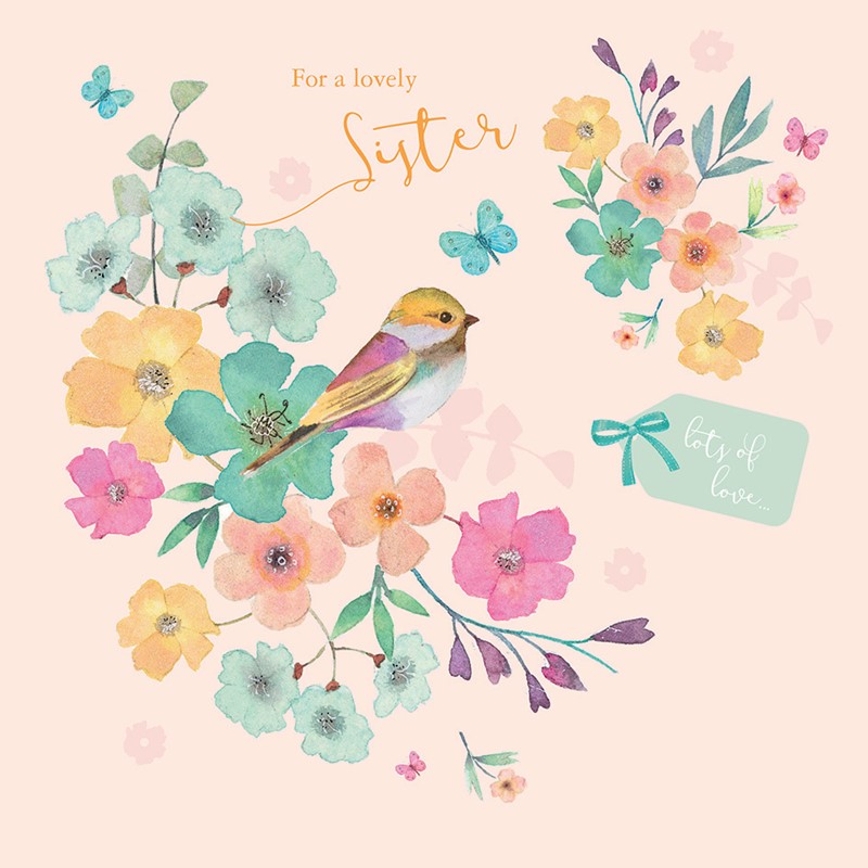 Family Circle Card - Bird & Tag Floral (Sister)