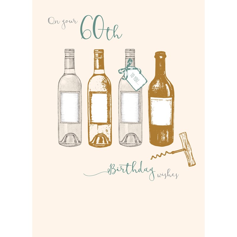 Age To Celebrate Card - 60 - Wine Bottles