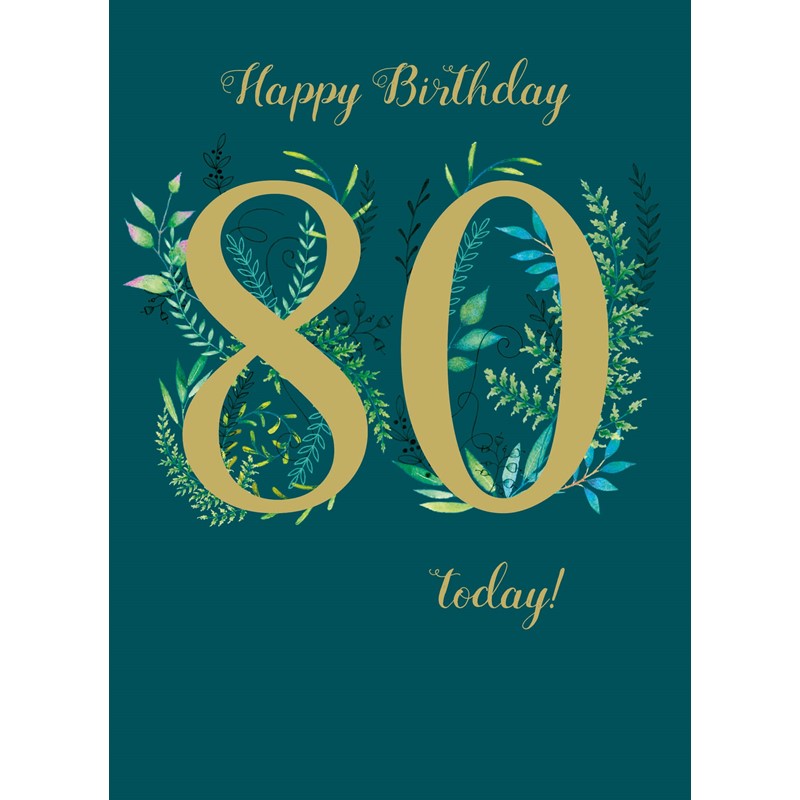 Age To Celebrate Card - 80 - Foliage