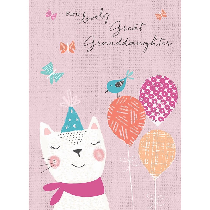 Family Circle Card - Great Granddaughter - Kitten & Balloons