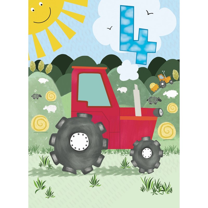 Party Time Card - Tractor (Age 4)