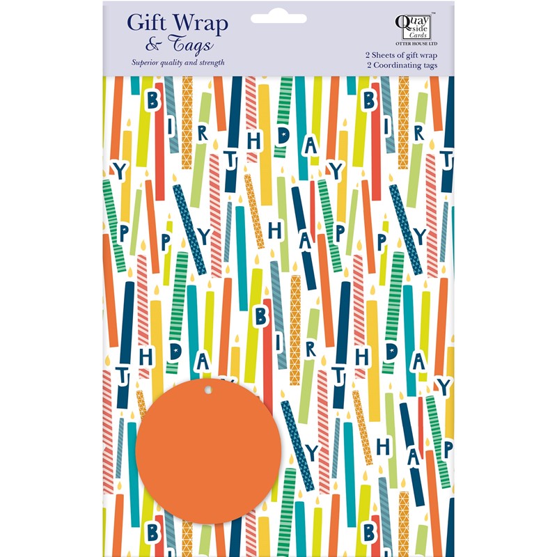 Gift Wrap & Tags - Candles (2 Sheets & 2 Tags)