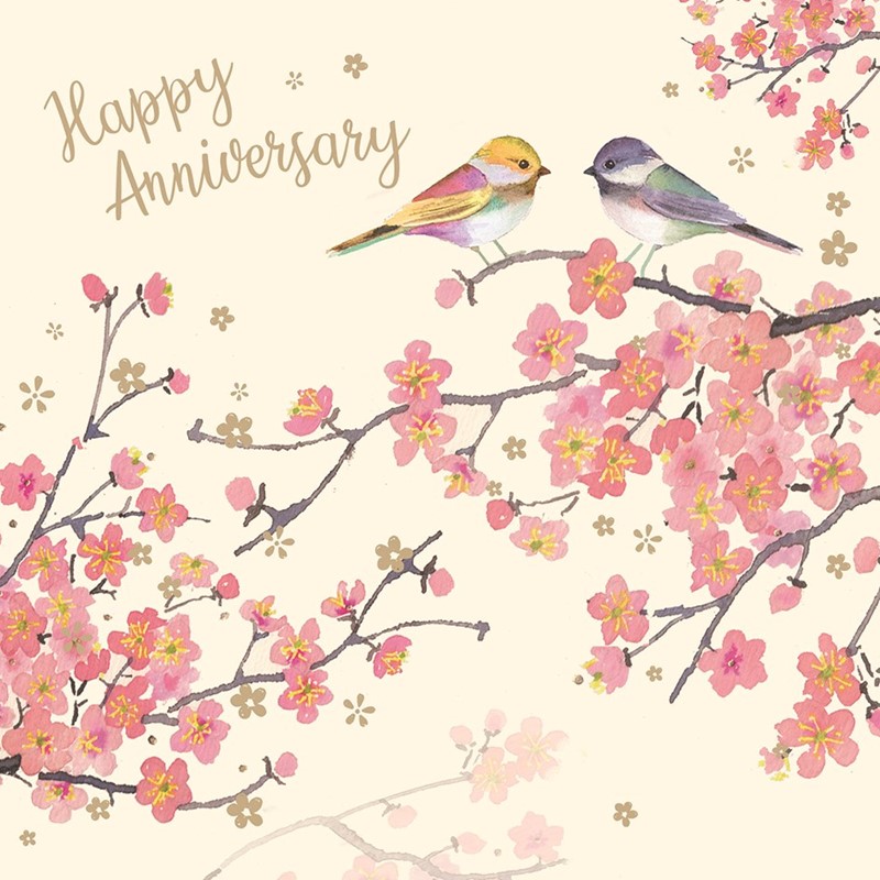 Anniversary Card - Birds & Blossom