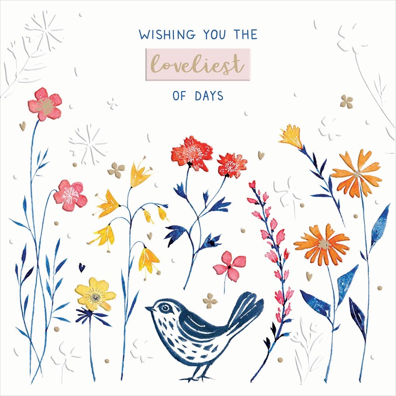 Blue Willow Card Collection - Little Bird & Flowers