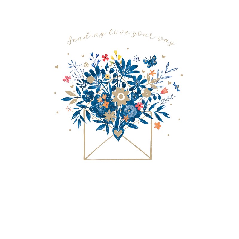 Get Well Soon Card - Blue Floral Envelope