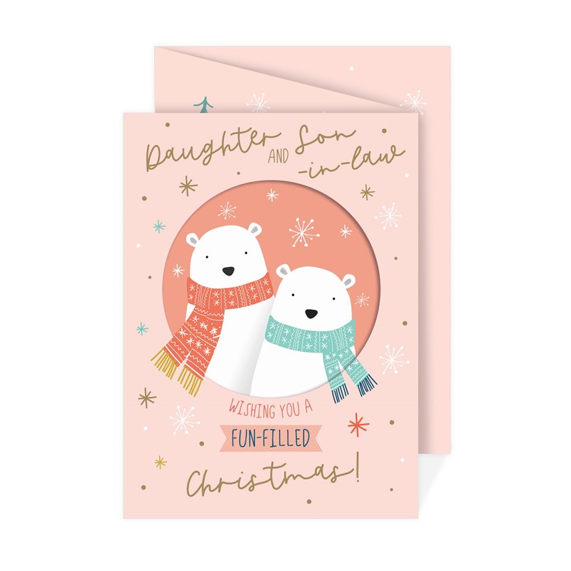 [Pre-Order] Christmas Card (Single) - Daughter & Son-In-Law - Polar Bears In Scarves