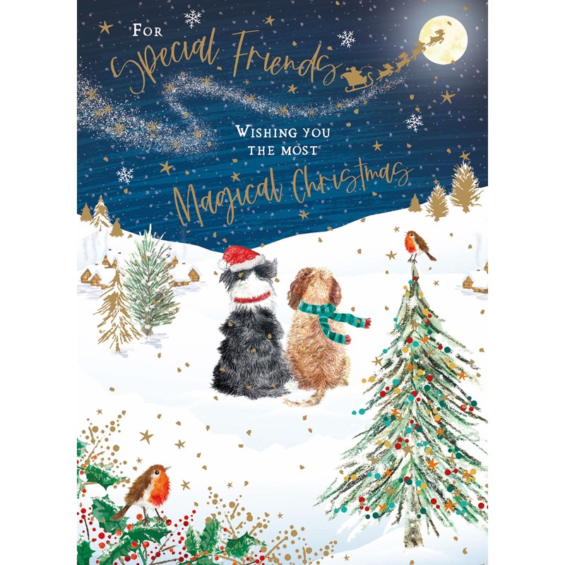 [Pre-Order] Christmas Card (Single) - Special Friends - Dogs & Night Sky