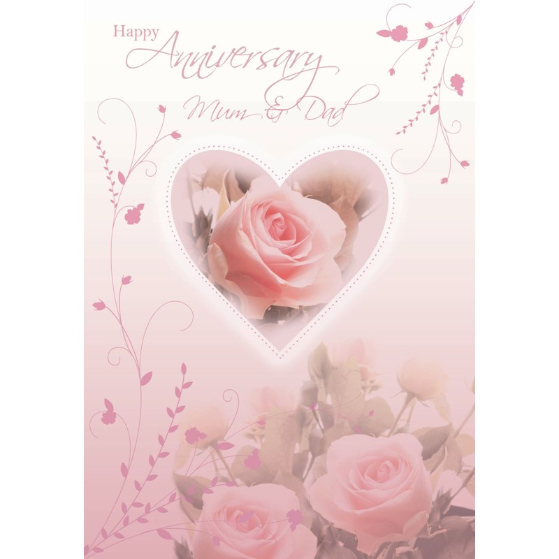 Anniversary Card - Pink Roses (Mum & Dad)
