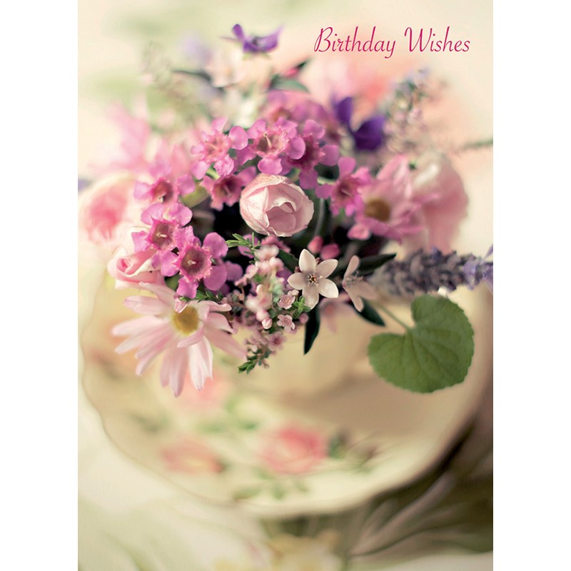 Floral Birthday Card - Teacup Posy